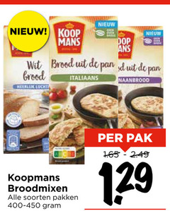  mans dop wit brood pan italiaans naanbrood lucht koopmans broodmixen soorten pakken pak 