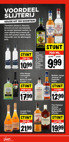  whisky rum jenever vieux 1 15 26 150 700 voordeel slijterij soorten tientallen likeuren bekende minder merken drank natuurlijk gotham eristoff captain old caribbean well matured balance vodka ml original wit bruin jachtpannetje bitter kruiden 9 99 villa massa limoncello irish cream liter baileys vilten fles bokma jonge joseph guy cognac famous dujardin labs finest scotch grouse ballantines 