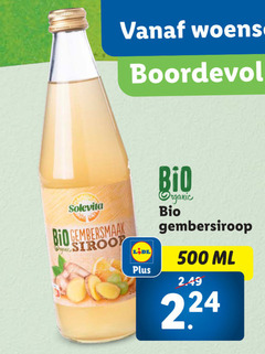  gembersiroop 500 woensdag boordevol solevita bio gembersmaak organic ml 