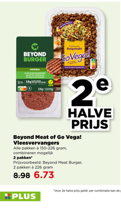  vegetarisch 2 rijk eiwitten beyond burger original plantaardige burgers galettes based protein plantaardig rulgehakt veer ijzer vitamine 2e halve meat go vega vleesvervangers pakken combineren combinatie 