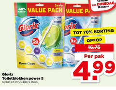  glorix toiletblok 5 12 18 pack plastic clean fresh 5x toiletblokken power ocean citrus pak stuks lasting hygiene 