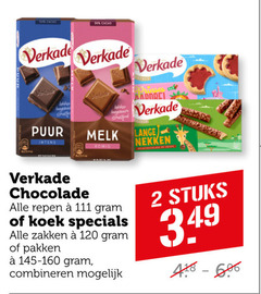  verkade biscuit chocolade 2 34 120 cacao puur prinses melk lange romig nekken crisps repen koek zakken pakken combineren stuks 