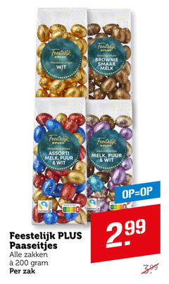  paaseitjes 200 fairtrade feestelijk massieve eitjes wit gevulde brownie melk assorti puur zakken zak 