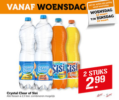  crystal clear sisi frisdrank fruitdrank 2 12 18 woensdag let koolzuur sugar citroen perzik bubbles mango flavour smack flessen 1 5 liter combineren sinas stuks 