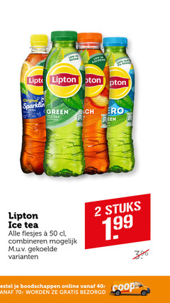  lipton ice tea 2 40 50 100 sugar calories original sparklin green combineren stuks online 