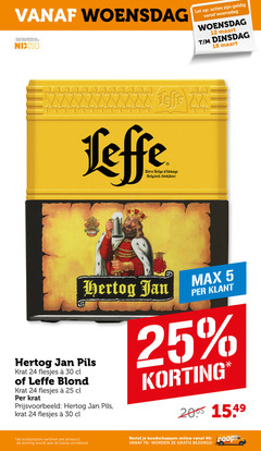  leffe hertog jan krat bier 5 12 18 24 25 30 40 woensdag jaar legitimatie alcohol nix18 let belge belgisch abdijbier pils blond varieeren kassa online 