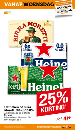  heineken birra moretti 0.0 blikjes bier 6 12 18 25 33 40 150 woensdag jaar legitimatie alcohol nix18 let luigi beer post biertje aken oude go 6x 330ml home kou koude gele pils malt stuk varieeren kassa online 