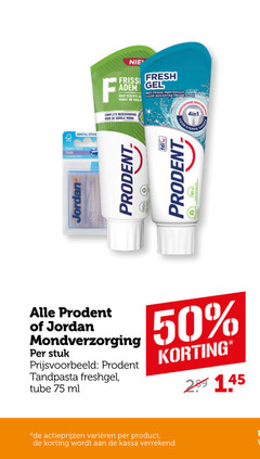  prodent jordan tandpasta tandenstokers 16 50 96 thin dental stick fresh adem gel frisse bescherming mond 4in1 oor mondverzorging stuk freshgel tube ml varieeren kassa 