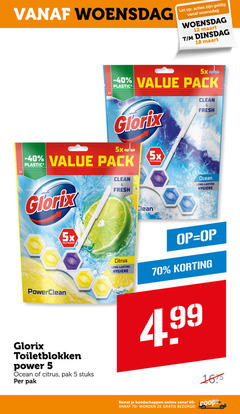  glorix toiletblok 5 12 18 woensdag let pack plastic 5x code clean fresh ocean lasting hygiene citrus toiletblokken power pak stuks online 40- 