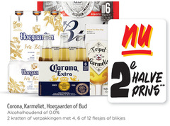  bud hoegaarden karmeliet corona speciaalbieren blikjes bier krat 2 4 5 6 12 100 beer cup wit witbier biere blanche wheat orange with l water africa america natura la since cerveza register belgisch belge tripel ingredients natural origin gebouwen licentie halve 0.0 kratten 