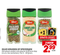  kruiden 2 4 silvo knoflook italiaanse poeder specerijen glazen potjes paarse groene dop bio pot 1 zegel 