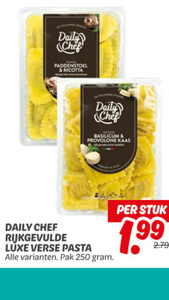  pasta 250 daily chef paddenstoel ricotta basilicum provolone kaas rijkgevulde luxe verse pak stuk 