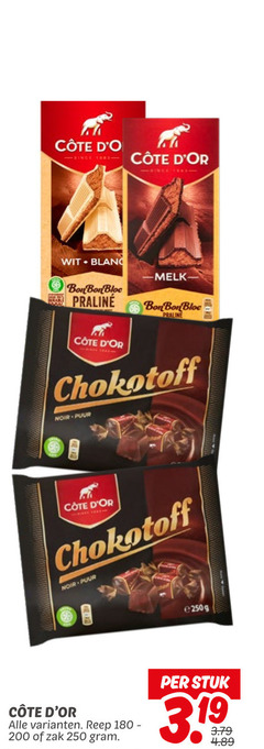  cote d or chokotoff chocolade 180 200 250 wit blanc bon bloc praline noir puur reep zak stuk 