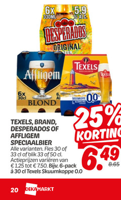  texels desperados affligem brand speciaalbieren 6 20 25 30 33 50 6x 330ml original eer blond speciaalbier fles skuumkoppe 00 blik varieeren pack 0.0 