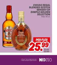  dimple chivas regal whisky 18 25 blended scotch golden selection fles 99 jaar legitimatie alcohol nix18 