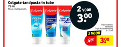  colgate tandpasta 2 3 300 tube ml multipakken fresh gel triple caries action protection white breath boost wide bath regular flavour whitening 