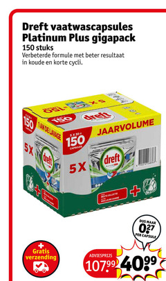  dreft vaatwasmiddel 16 150 vaatwascapsules platinum gigapack stuks formule beter resultaat koude korte cycling capsules 5x collectie notre meilleure capsule verzending 