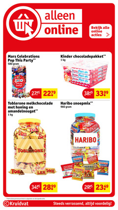  snoep chocolade 1 2899 online bekijk mars celebrations pop this party milky tw maltesers toblerone melkchocolade honing amandelnougat kinder maxi bueno haribo snoepmix to one supermix kruidvat lopende starmix happy cola goudberen verrassend 