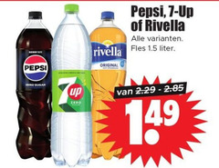  pepsi 7-up rivella frisdrank cola 7 up fles liter original zero sugar 