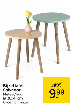  bijzettafel salvador metaal hout cm groen beige 