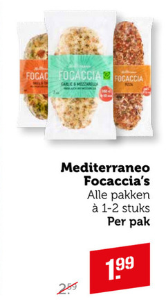  focal focaccia garlic mozzarella mediterraneo pakken 1-2 stuks pak 