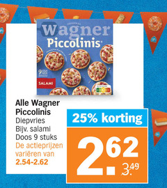  wagner diepvriespizza 9 25 original piccolinis salami diepvries doos stuks varieeren 