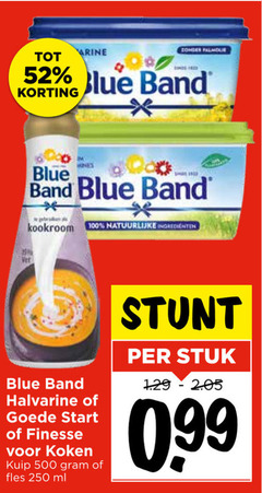  blue band margarine olie en vetten 19 100 250 500 ines kookroom natuurlijke ingredienten vet halvarine start finesse koken kuip fles ml stuk 