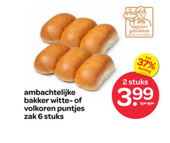  bolletjes 2 6 ambachtelijke bakker witte volkoren puntjes zak stuks gebakken warme 3.99 